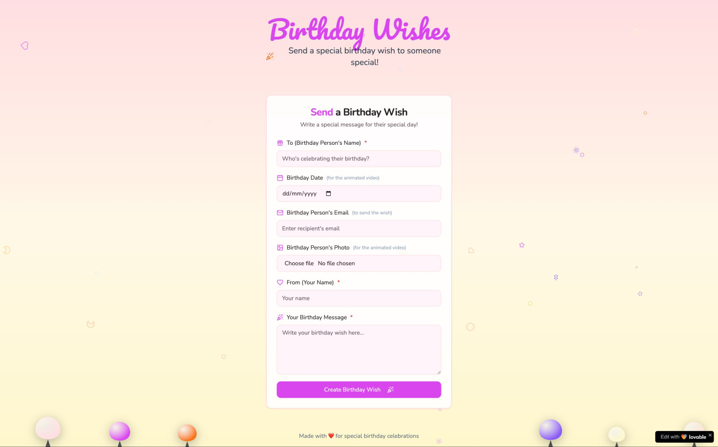 Birthday Wish Generator