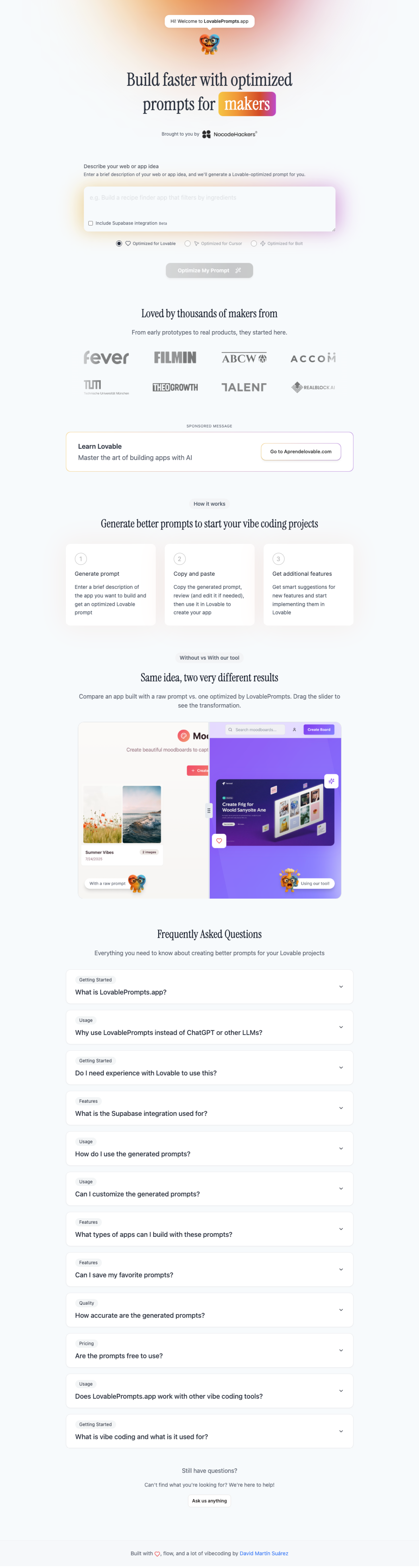 Lovable Prompt Creator