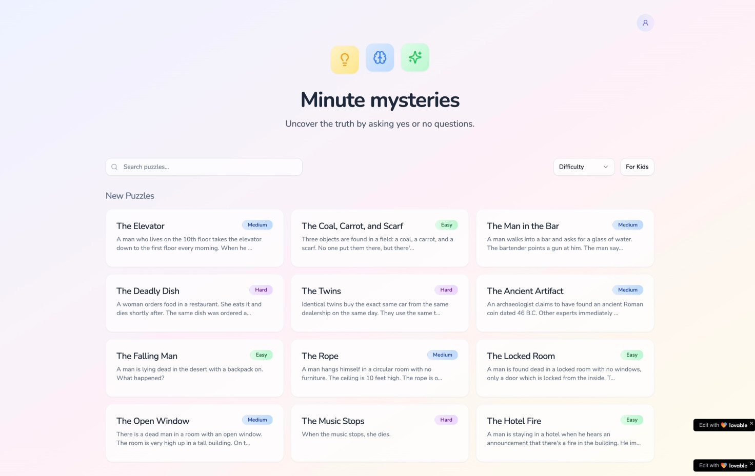 Minute mysteries