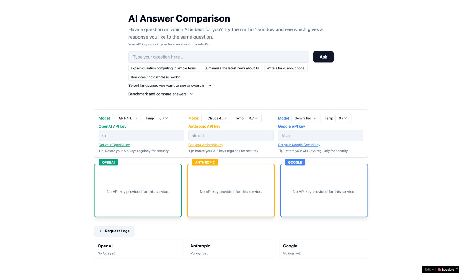 AI Answer Comparison