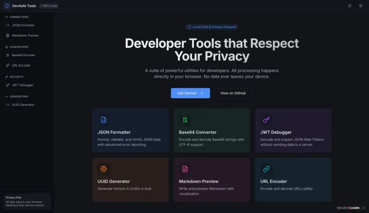 DevSafeTools: Privacy-First Developer Suite