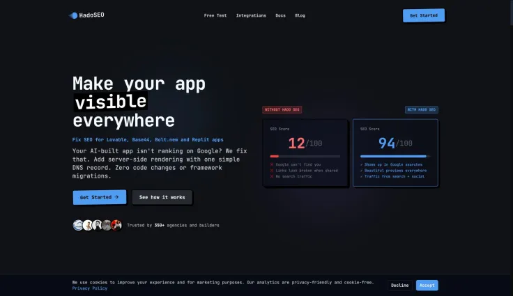 Hado SEO | Prerender.io Alternative