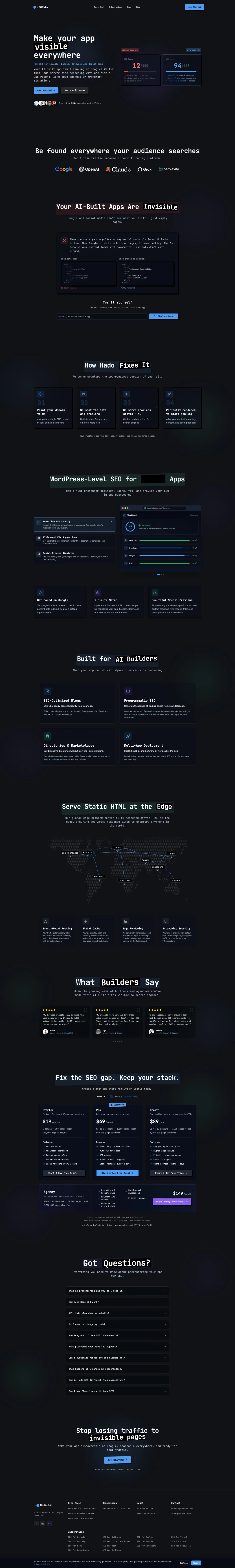 Hado SEO | Prerender.io Alternative