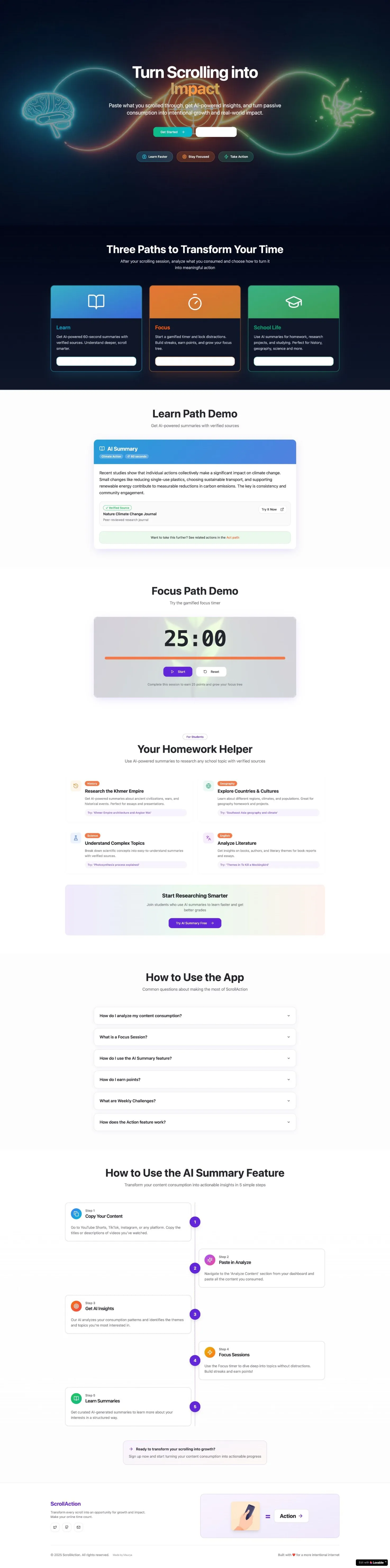 Scroll action