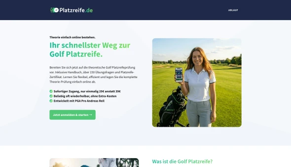 Online golf certification exam