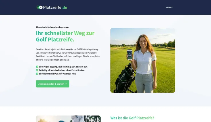 Online golf certification exam