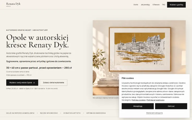 Grafiki Renaty Dyk – hand-finished city prints of Opole