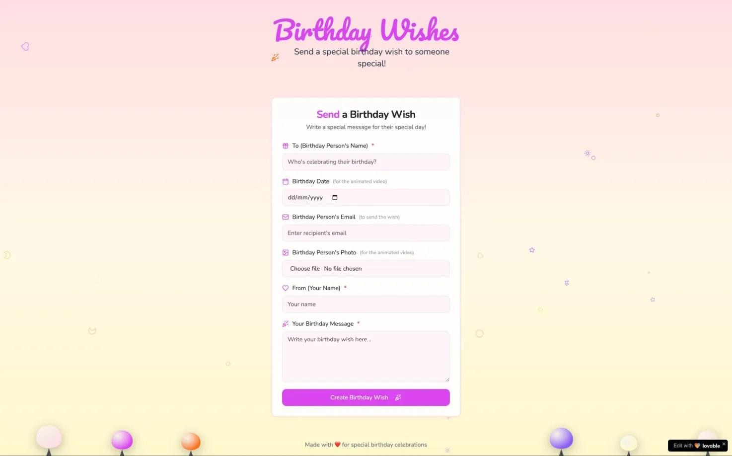 Birthday Wish Generator