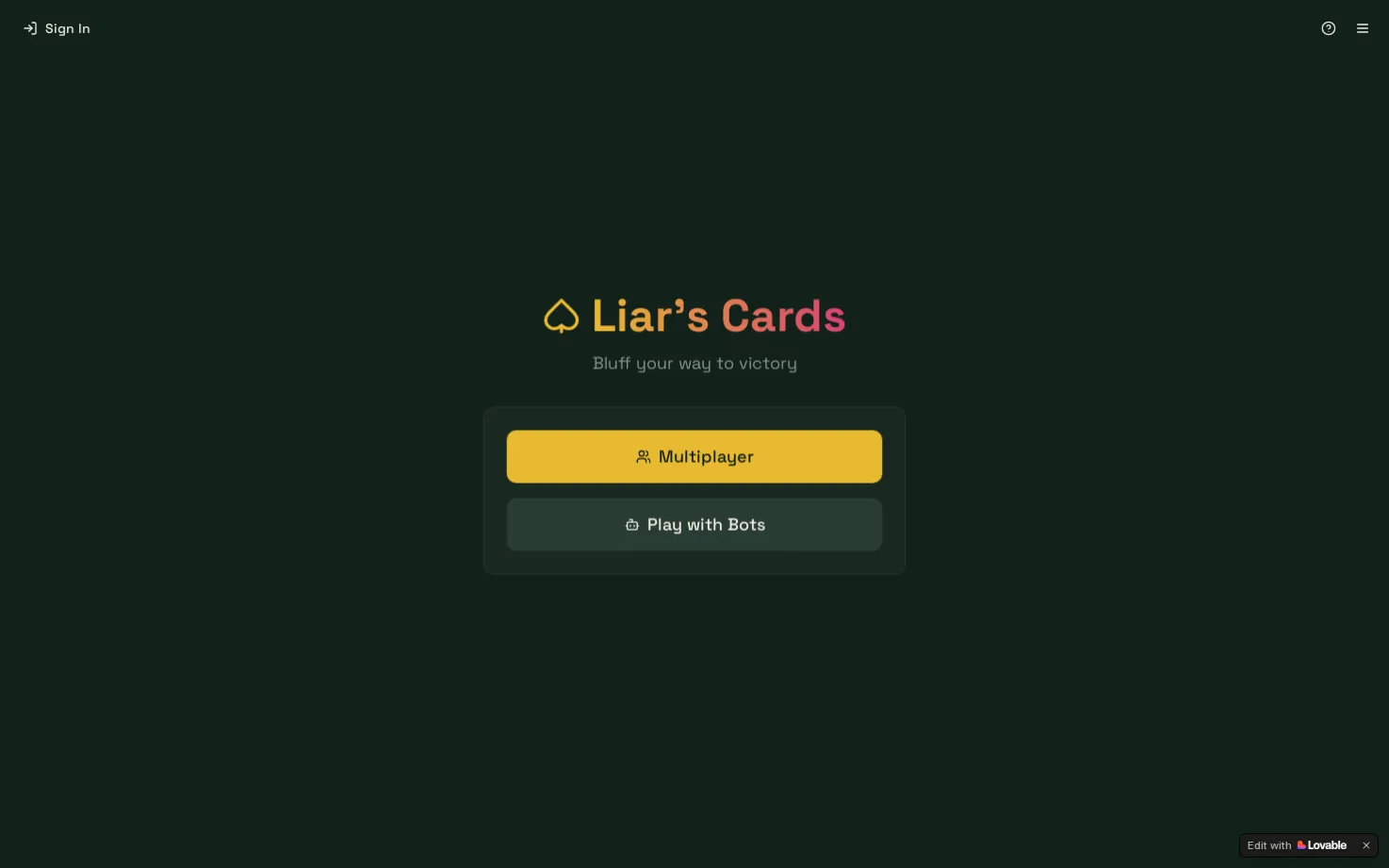 Liar's cards