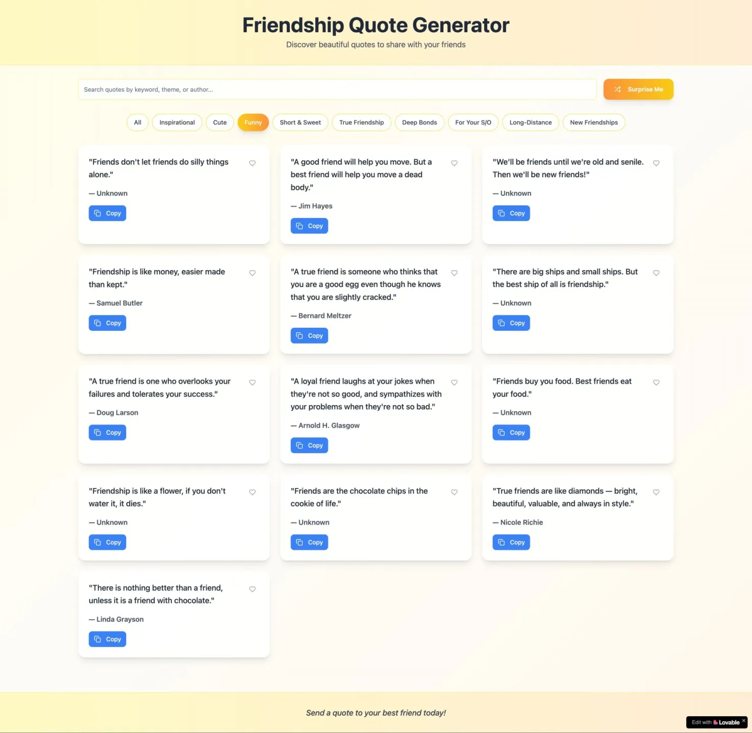 Short Love & Friendship Quote Generator