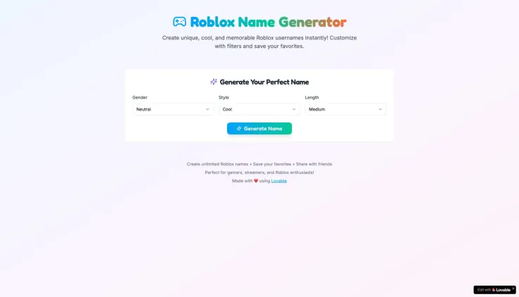 Roblox Name Generator