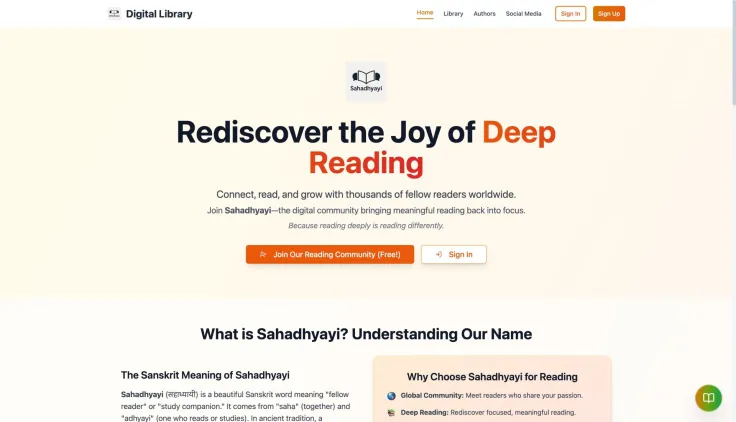 Sahadhyayi – A Social Platform for Deep Readers
