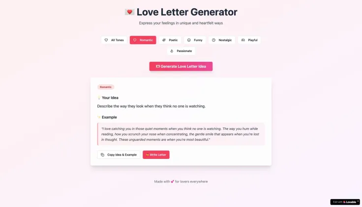 Love letter ideas