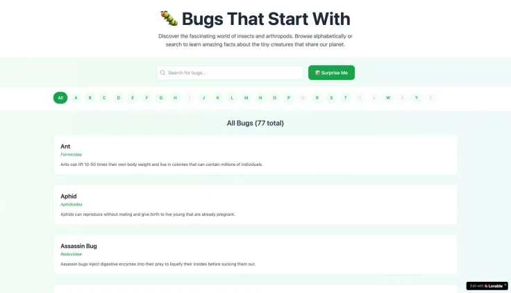 Bugs That Start With