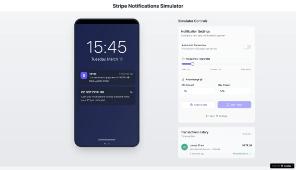 Stripe notifications simulator