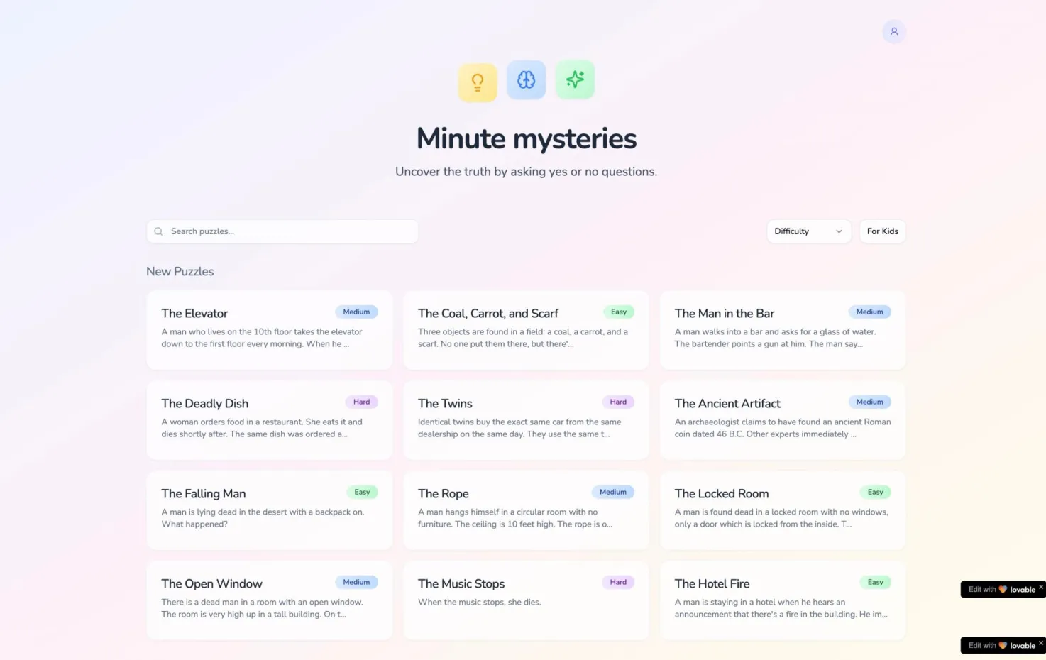 Minute mysteries