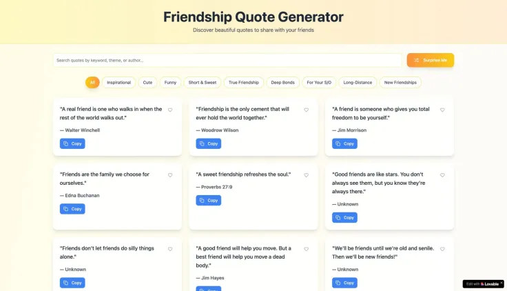 Short Love & Friendship Quote Generator