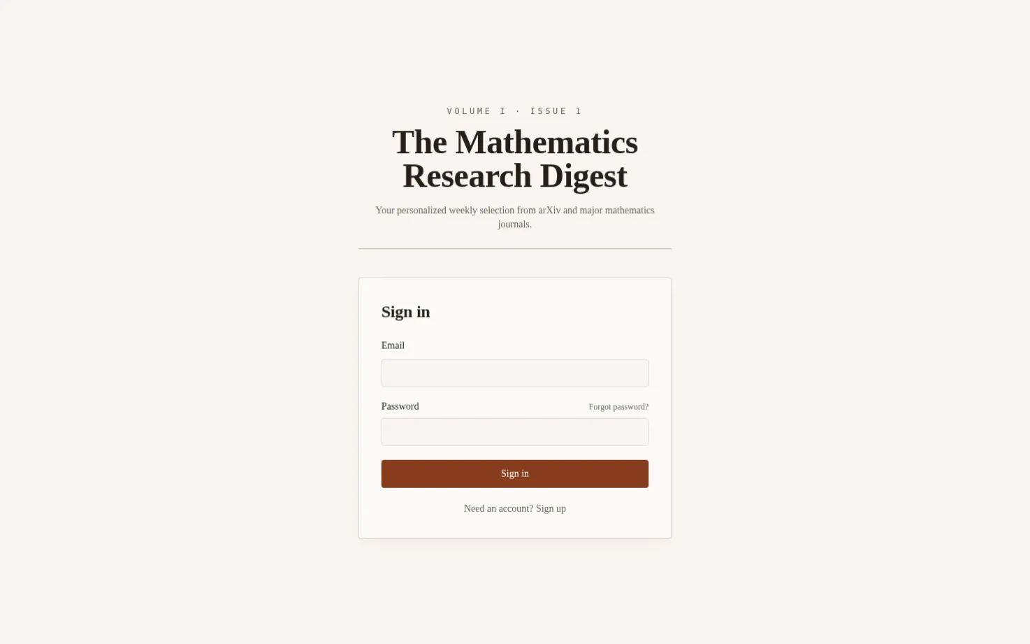 The Mathematics Research Digest