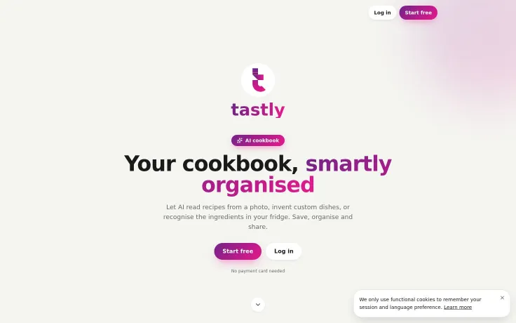 Your cookbook, smartly organised — save, cook and share recipes with AI.